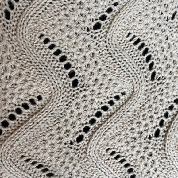 Croft & Barrow Beige Crochet Sweater Womens Size M Crew Neck Short Sleeve Ribbed - Picture 9 of 10